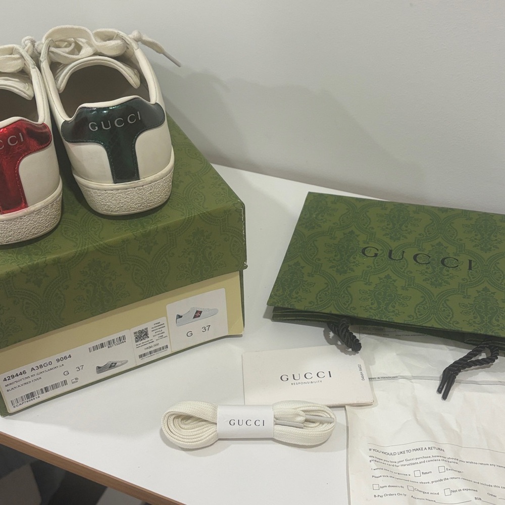 Gucci Alexander Style Green/Red Bee Sneakers - Picture 13 of 14